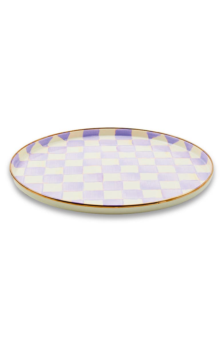 MACKENZIE CHILDS Violet Check Enameled Steel Round Tray, Alternate, color, Violet