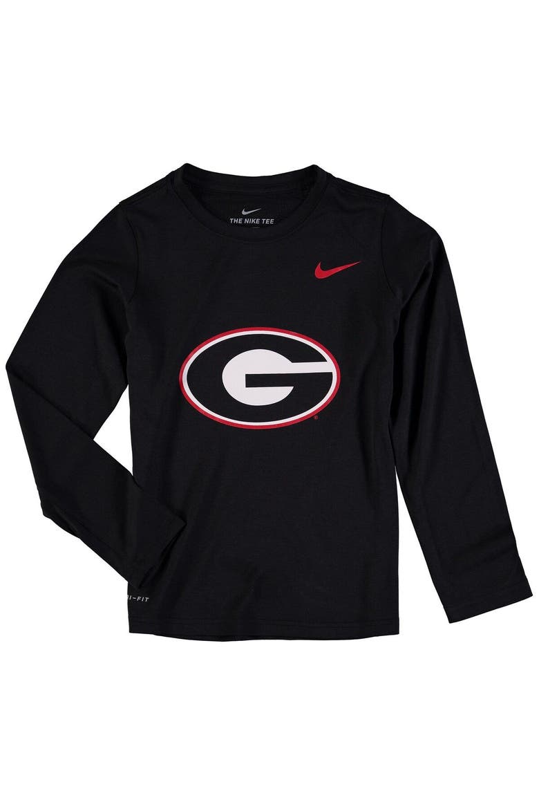 Youth Nike Heathered Black Georgia Bulldogs Legend Logo Long Sleeve Performance T-Shirt, Main, color, Heather Black