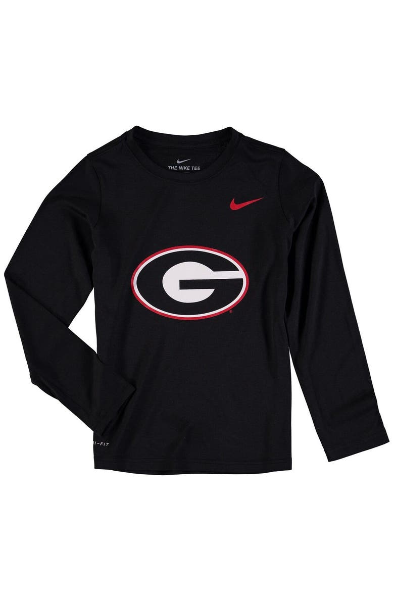 Nike Youth Nike Heathered Black Georgia Bulldogs Legend Logo Long Sleeve Performance T-Shirt, Main, color, 