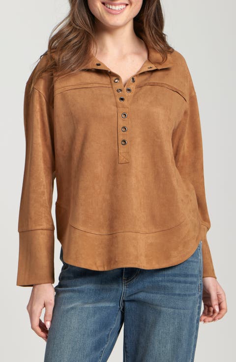 Faux Leather Henley Top