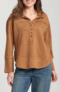 APNY Faux Leather Henley Top