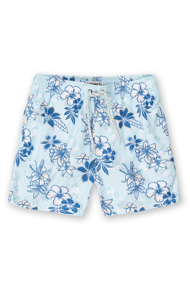 THE ENDLESS SUMMER Kids' Hibiscus Stretch Volley Swim Trunks, Main, color, 