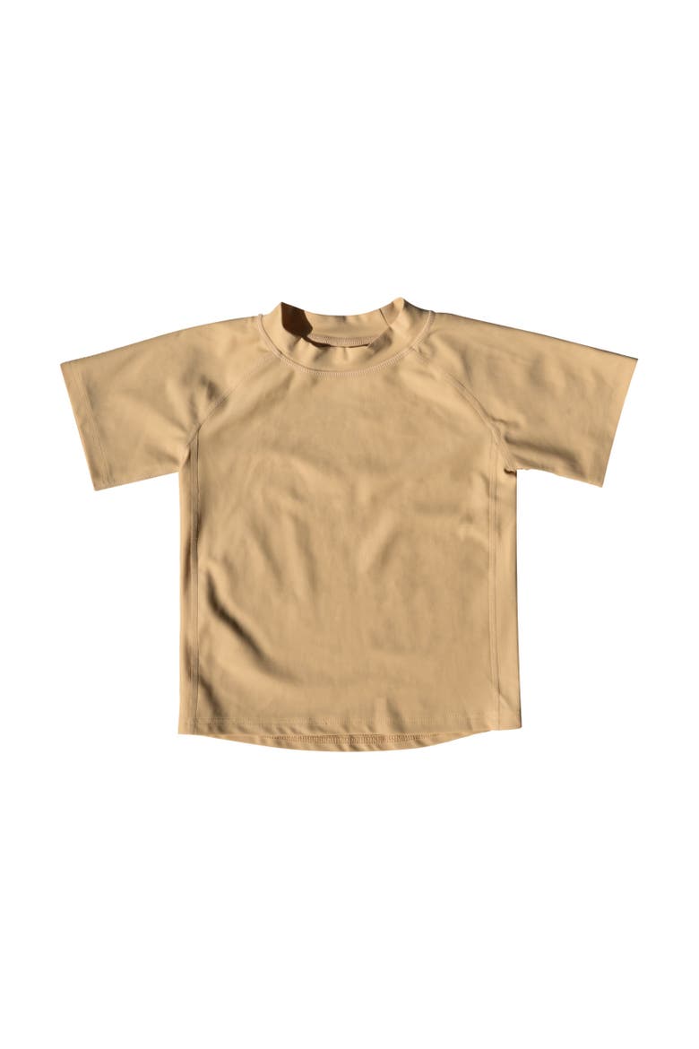 Kids Short Sleeve Rash Guard, UPF 50+ Swim Shirt, Alternate, color, BEIGE