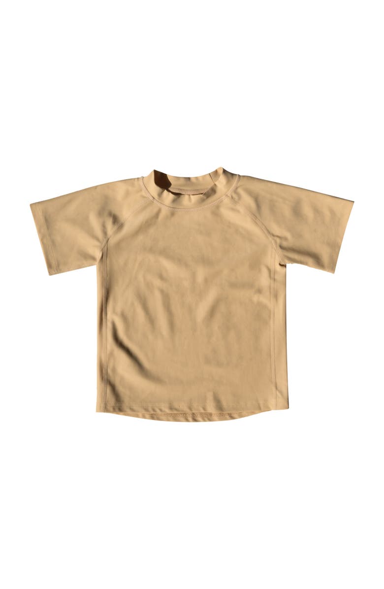 Leveret Kids Short Sleeve Rash Guard, UPF 50+ Swim Shirt, Alternate, color, Beige