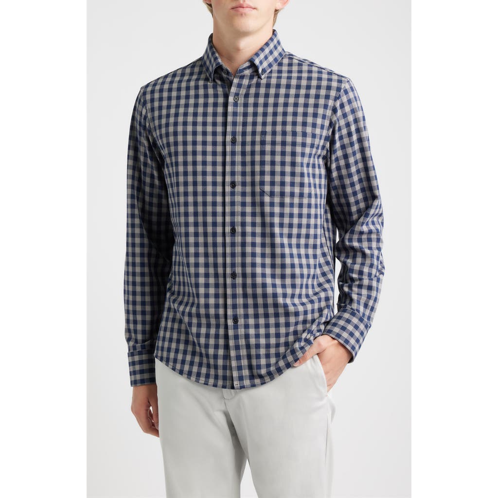 Mizzen+Main City Flannel Trim Fit Plaid Button-Down Shirt in Nickel Hayes Gingham  product