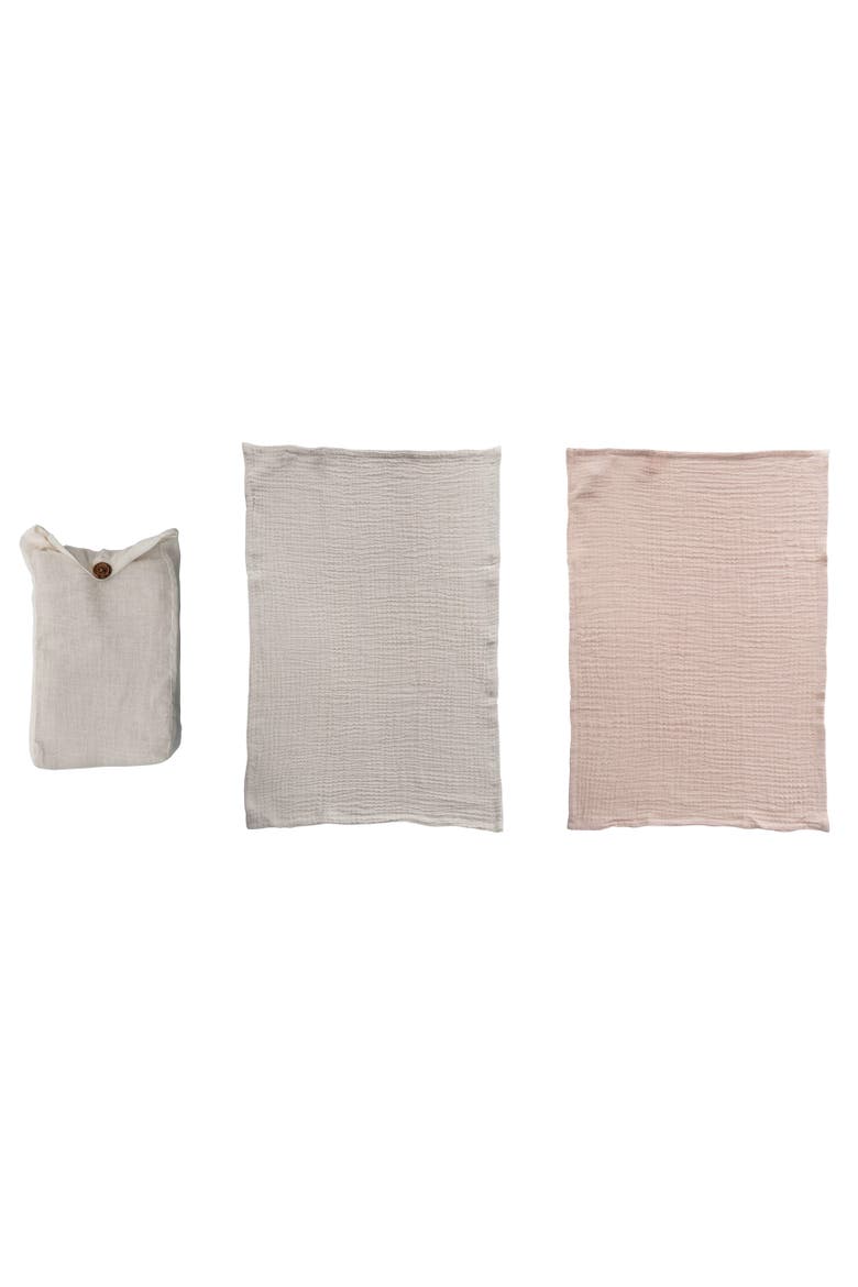 Cotton Double Cloth Tea Towels, Set of 2 in Bag, Main, color, Pink