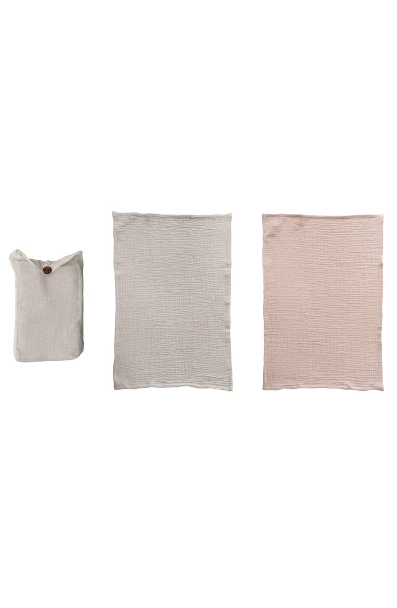 Storied Home Cotton Double Cloth Tea Towels, Set of 2 in Bag, Main, color, Pink