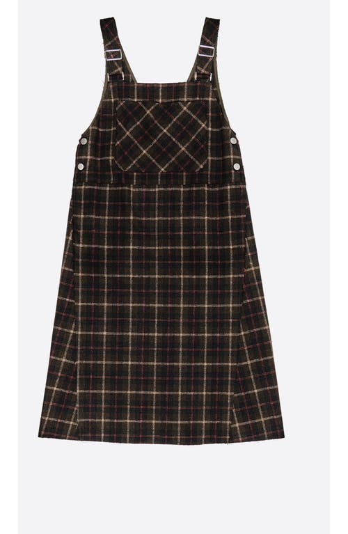 Bimba Y Lola Checked Pinafore Dress In Brown