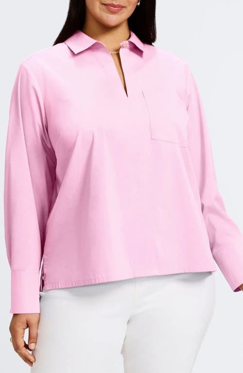 Foxcroft Bella Solid Popover Top In Bubblegum