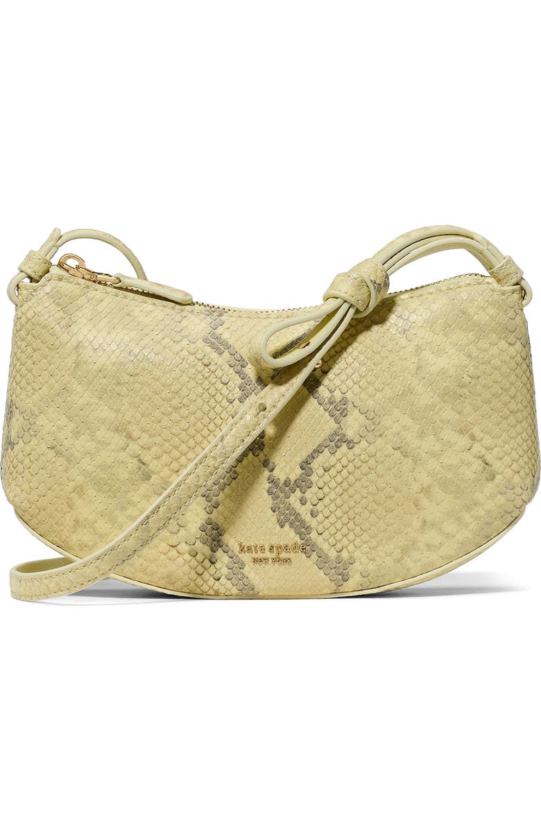 Kate Spade New York loop snakeskin embossed leather crossbody bag, Main, color, Pale Citron
