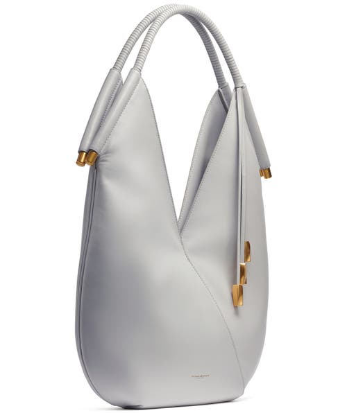 Donna Karan Baldwin Large Shoulder With Leather Wrapped Rounded Handle In Pearl Grey