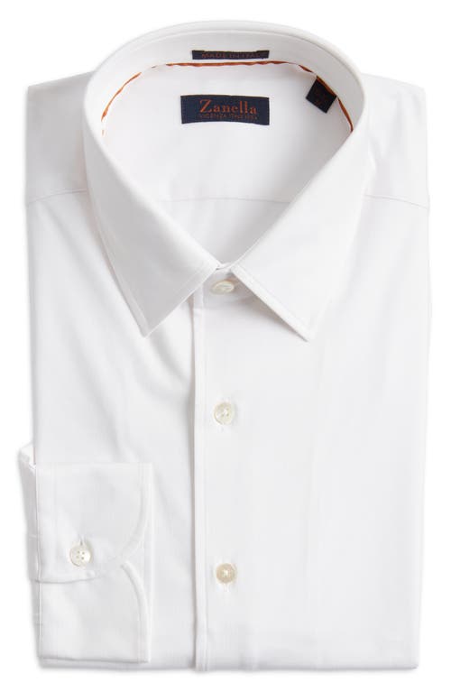 Zanella Lord Solid Knit Cotton Blend Dress Shirt In White