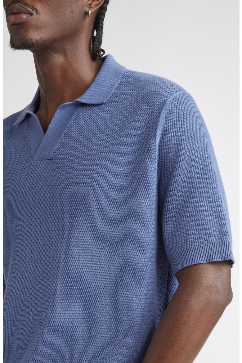 Compact Mesh Polo Sweater, Alternate, color, SOFT DENIM