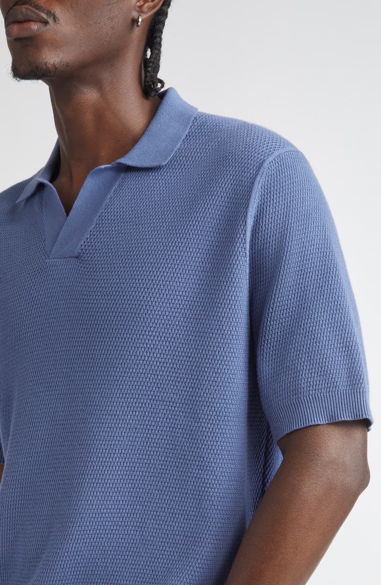 Sunspel Compact Mesh Polo Sweater, Alternate, color, Soft Denim