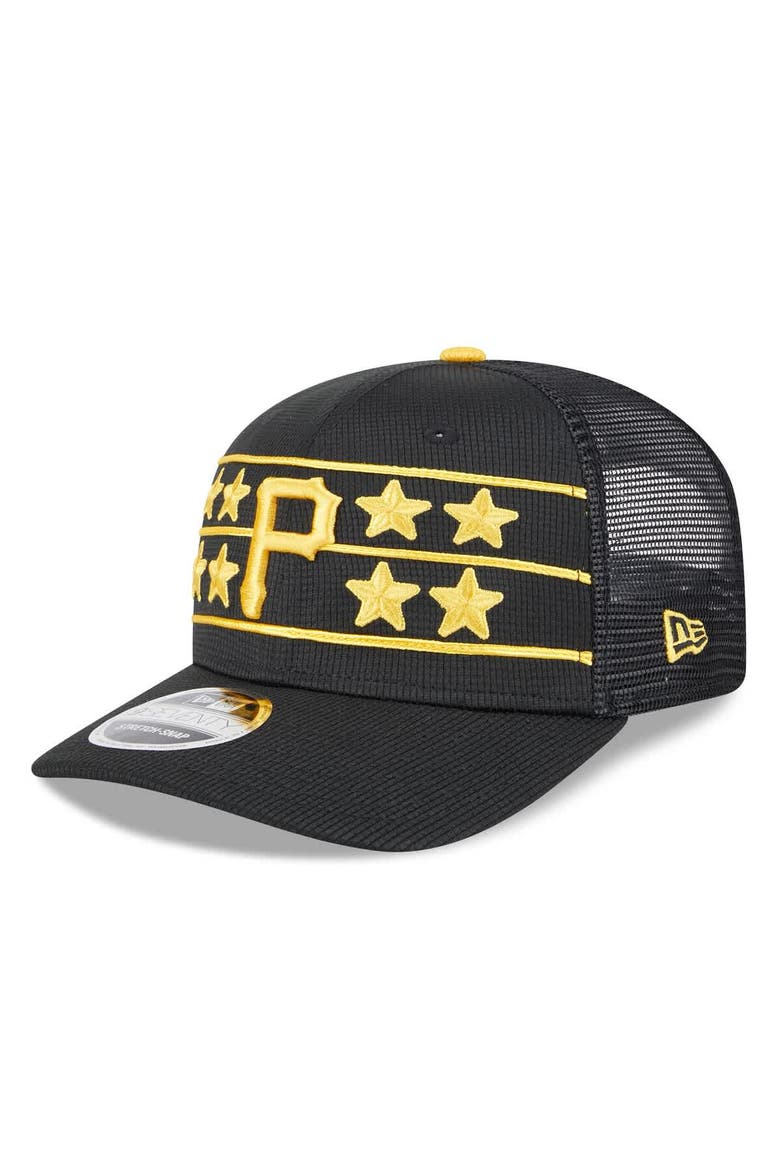 Men's New Era  Black Pittsburgh Pirates 2025 Batting Practice 9SEVENTY Stretch-Snap Trucker Hat, Main, color, Black