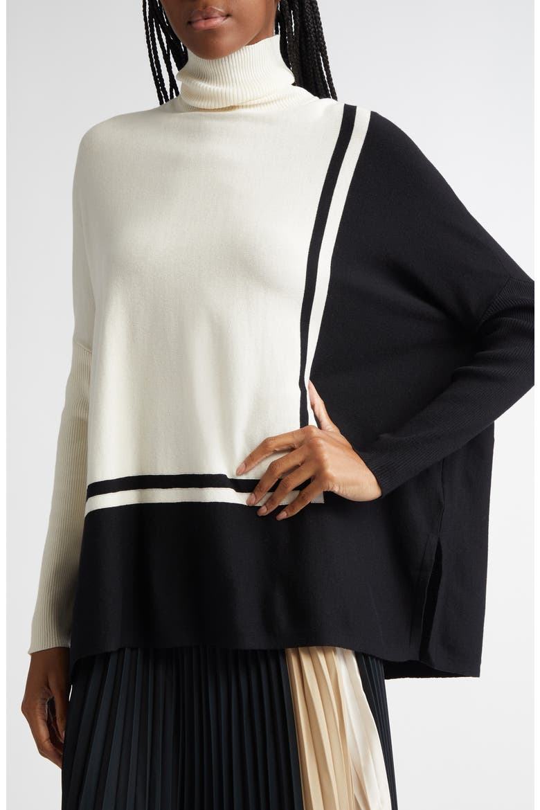 Sophia Pattern Turtleneck Sweater, Alternate, color, CREAM/BLACK