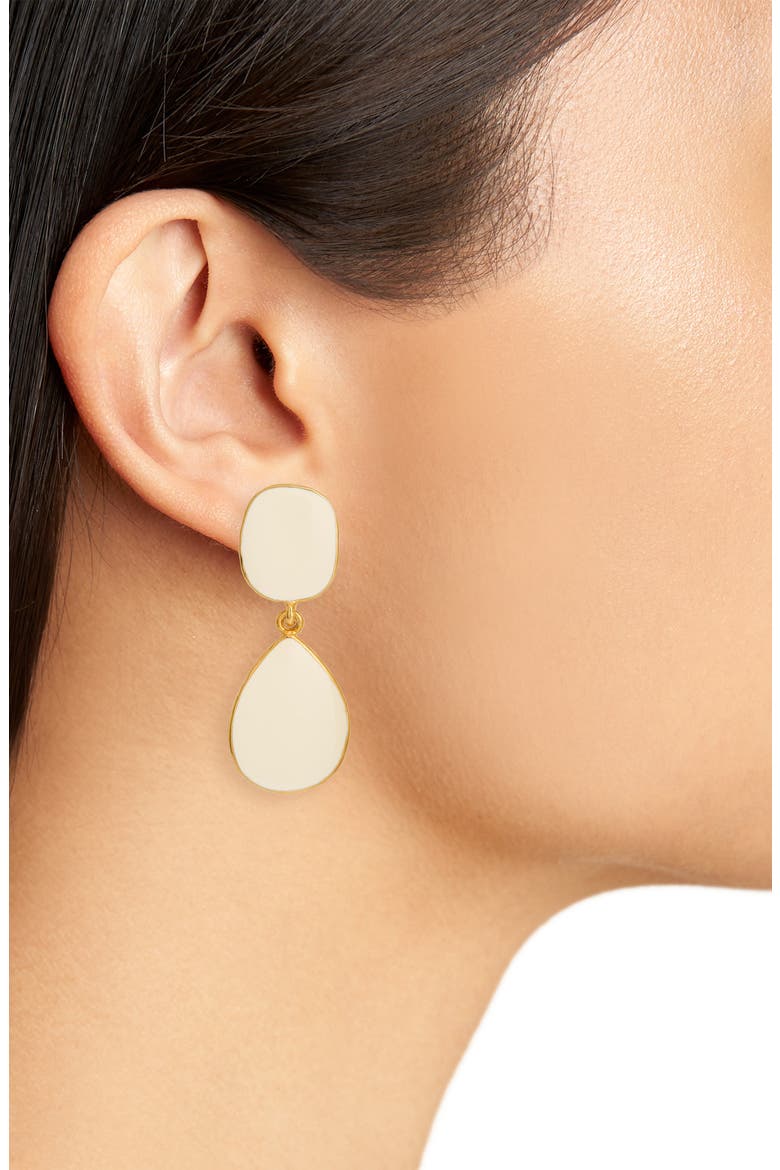 Enamel Teardrop Drop Earrings, Alternate, color, WHITE