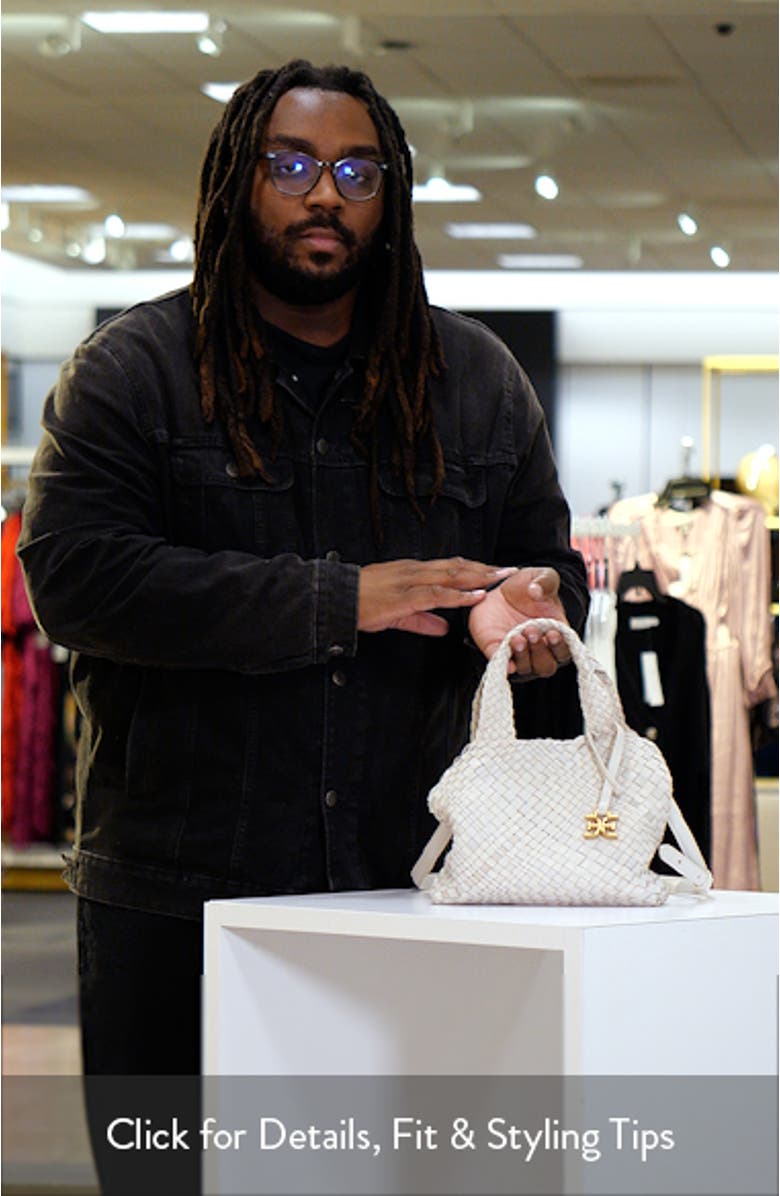 Small Priya Woven Leather Tote, sales video thumbnail