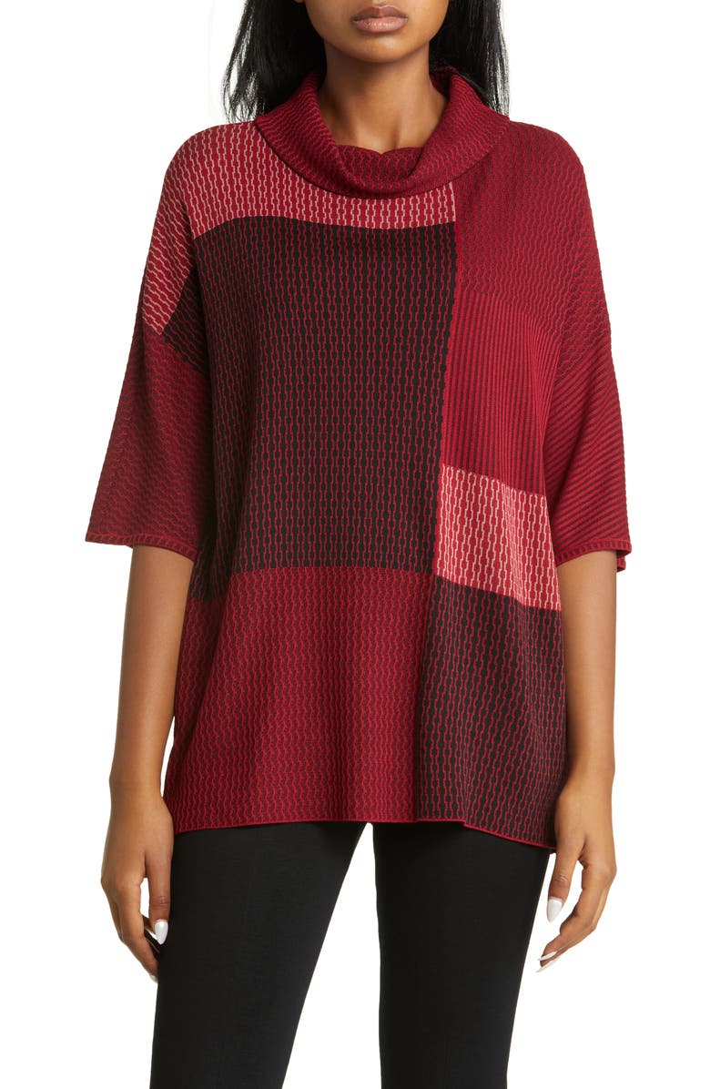 Ming Wang Colorblock Cowl Neck Knit Blouse, Main, color, 