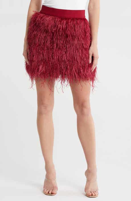 Alice + Olivia Cina Ostrich Feather Miniskirt