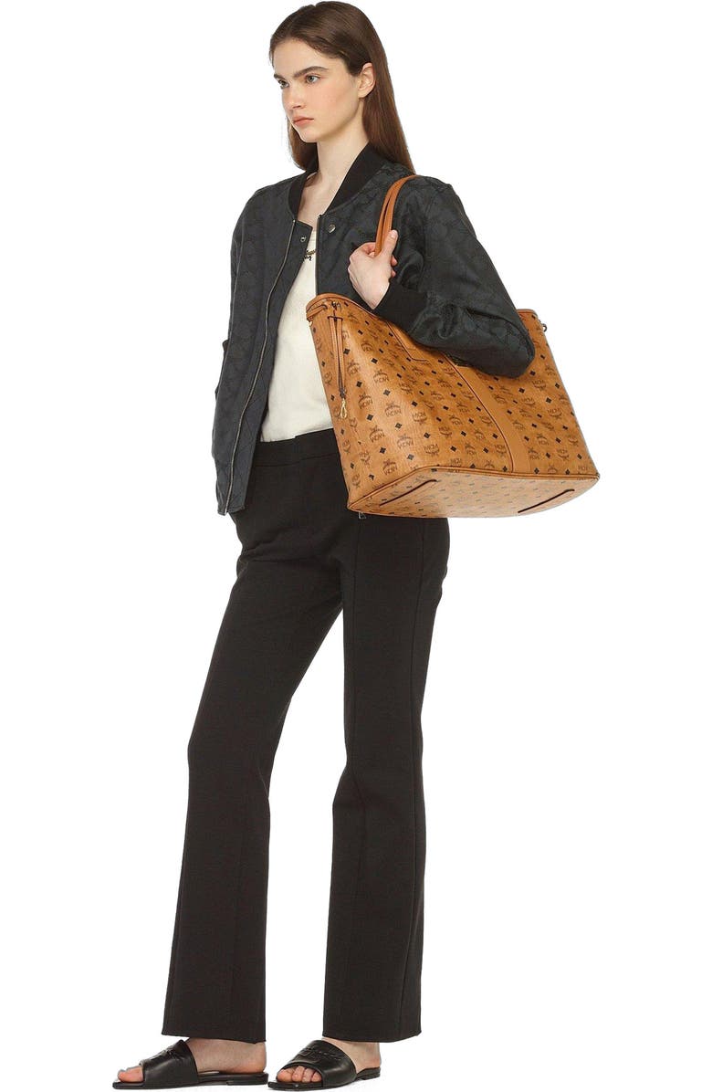 MCM Large Reversible Liz Shopper in Visetos, Alternate, color, Cognac