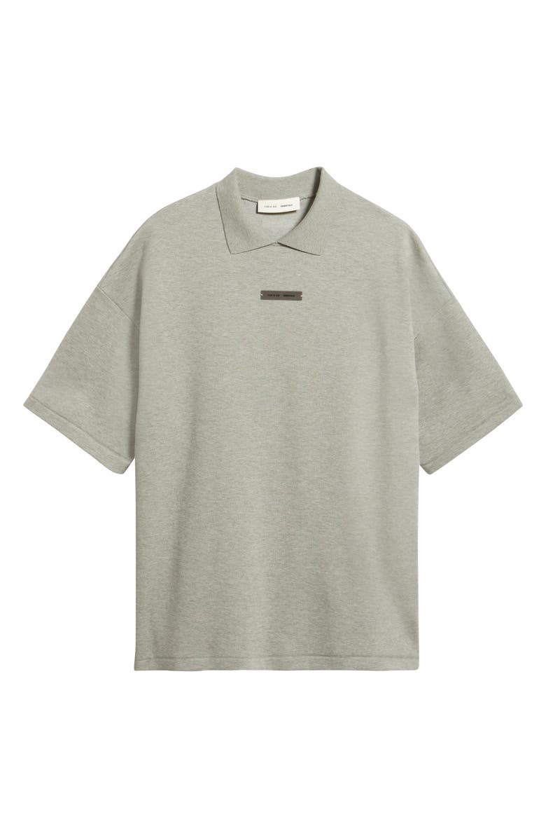 Fear of God Essentials '90's Fit Piqué Polo, Alternate, color, Concrete Heather