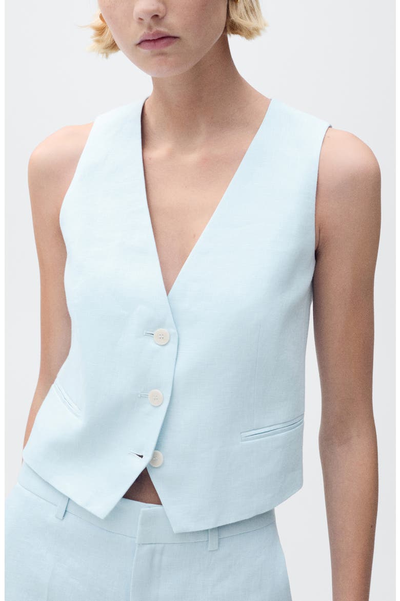 Linen Vest, Main, color, SKY BLUE