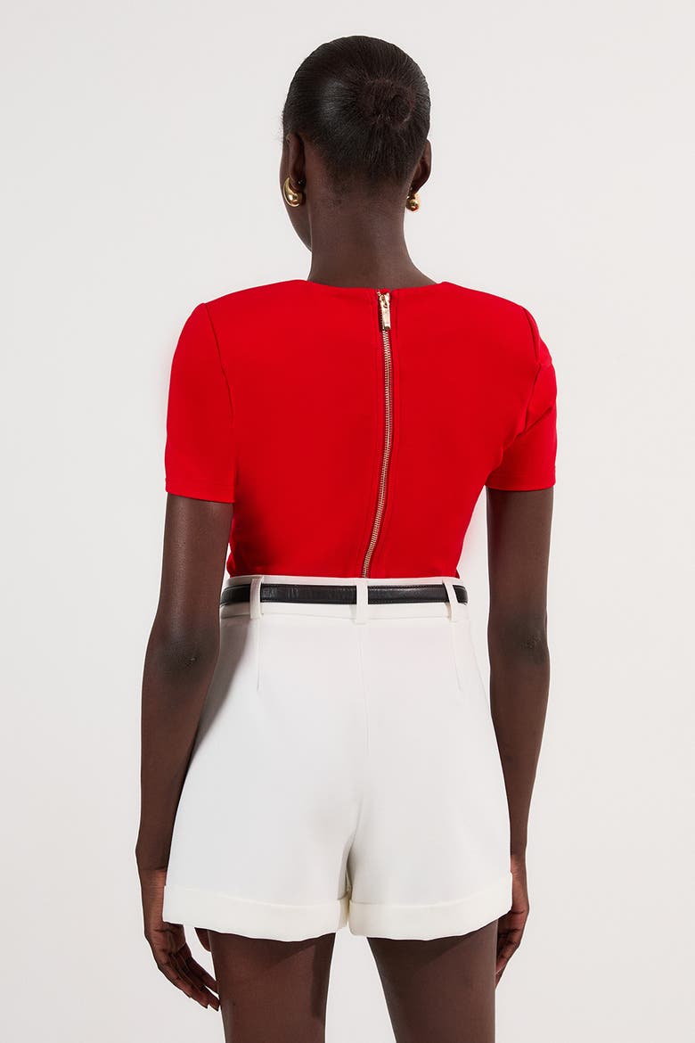 Sweetheart Neckline Bodysuit, Alternate, color, Red