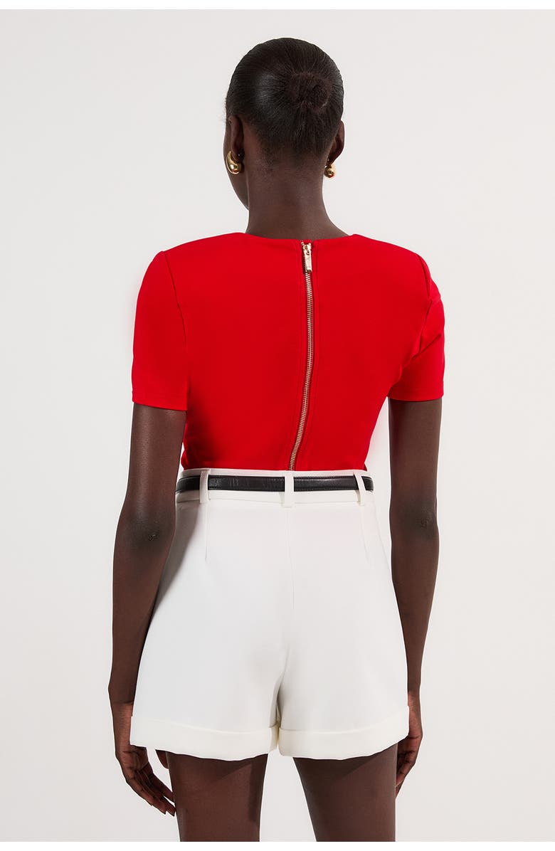 Karen Millen Sweetheart Neckline Bodysuit, Alternate, color, Red