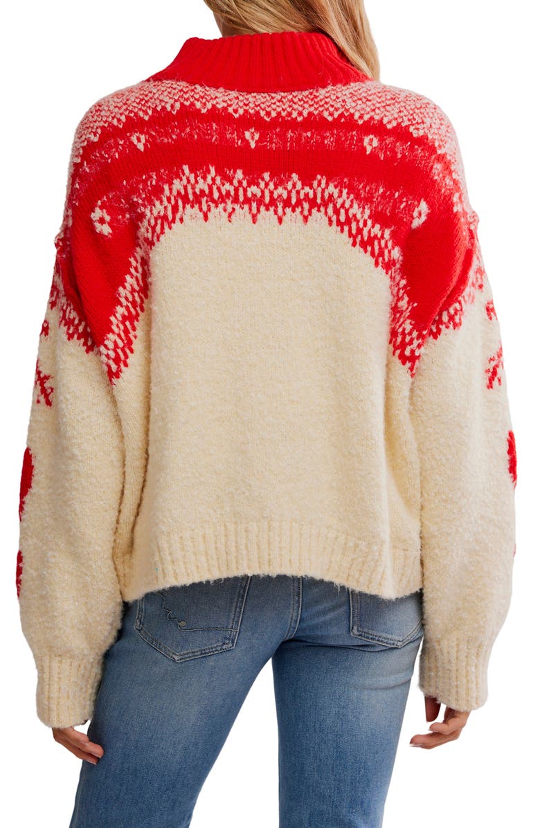 Free People Mythical Half Zip Pullover, Alternate, color, Vanilla Scarlet Comb