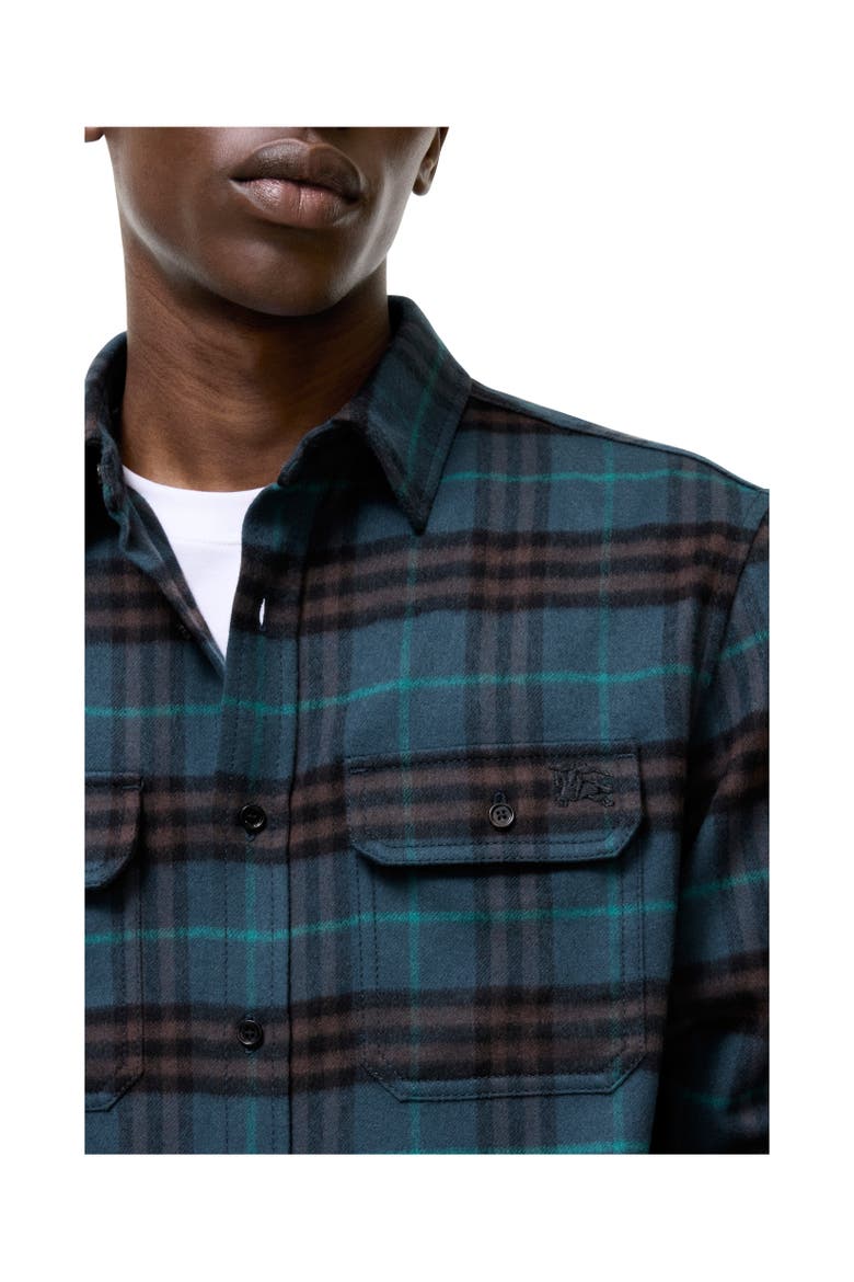 Check Wool Flannel Overshirt, Alternate, color, Teal blue