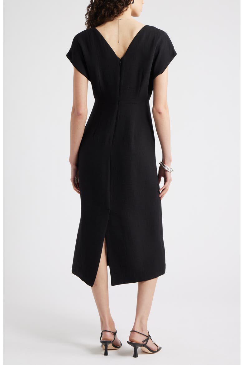 Textured Sheath Midi Dress, Alternate, color, BLACK