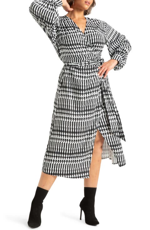 Long Sleeve Midi Wrap Dress (Plus Size)