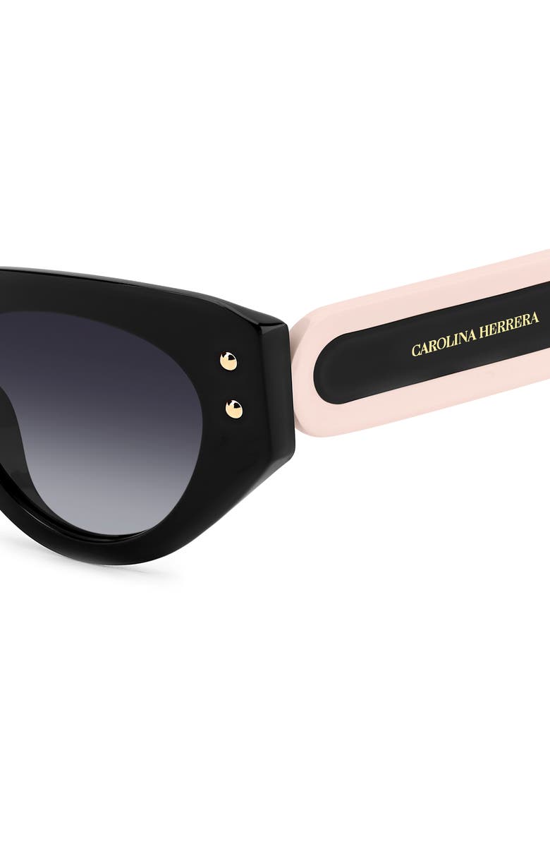 Carolina Herrera 50mm Gradient Cat Eye Sunglasses, Alternate, color, Black/ Grey Shaded