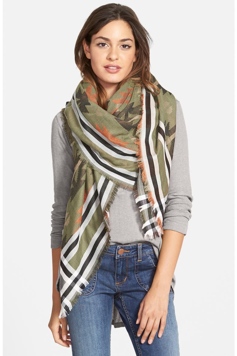 Southwestern Scarf, Main, color, HUNTER GREEN MULTI