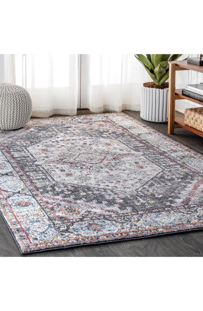 JONATHAN Y Kesan Vintage Medallion Area Rug, Alternate, color, Charcoal Gray/Ivory