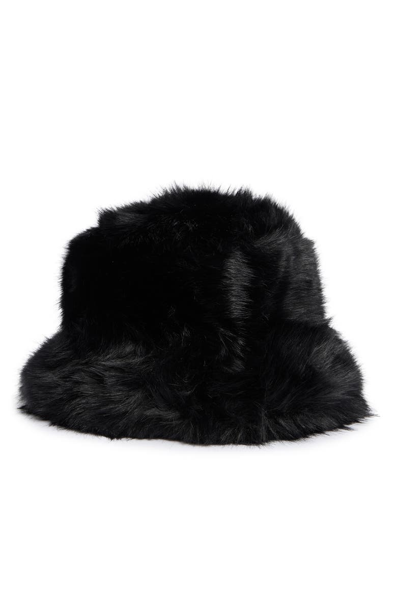 Nanette Lepore Faux Fur Bucket Hat, Main, color,