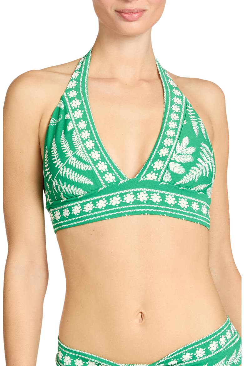 Hailey Halter Bikini Top, Main, color, EMERALD/ ECRU