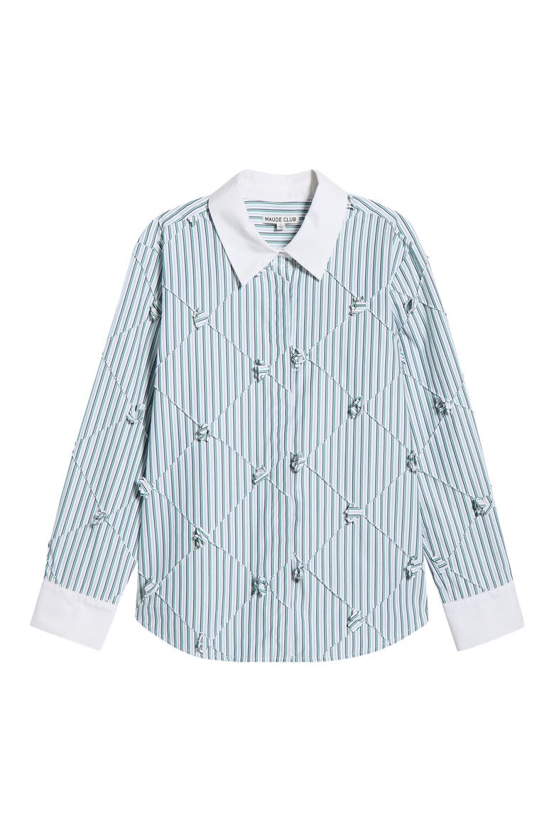 Atlas Pinstripe Diamond Seam Button-Up Top, Alternate, color, GREEN STRIPE