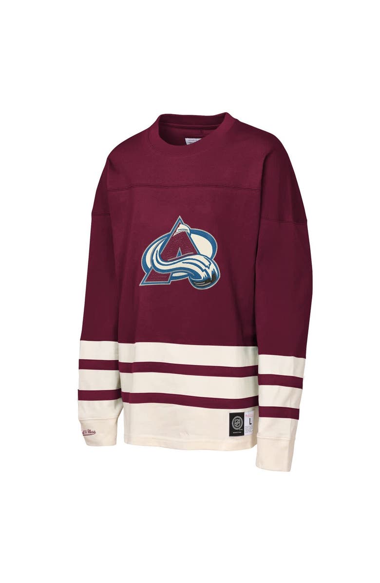 Mitchell & Ness Youth Mitchell & Ness  Burgundy Colorado Avalanche Chainstitch Heavyweight Long Sleeve Top, Alternate, color, Burgundy
