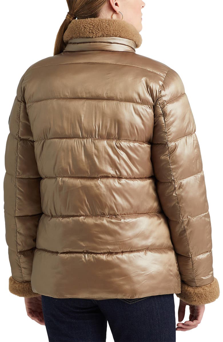 Lauren Ralph Lauren Puffer Jacket with Faux Fur Trim, Alternate, color, 