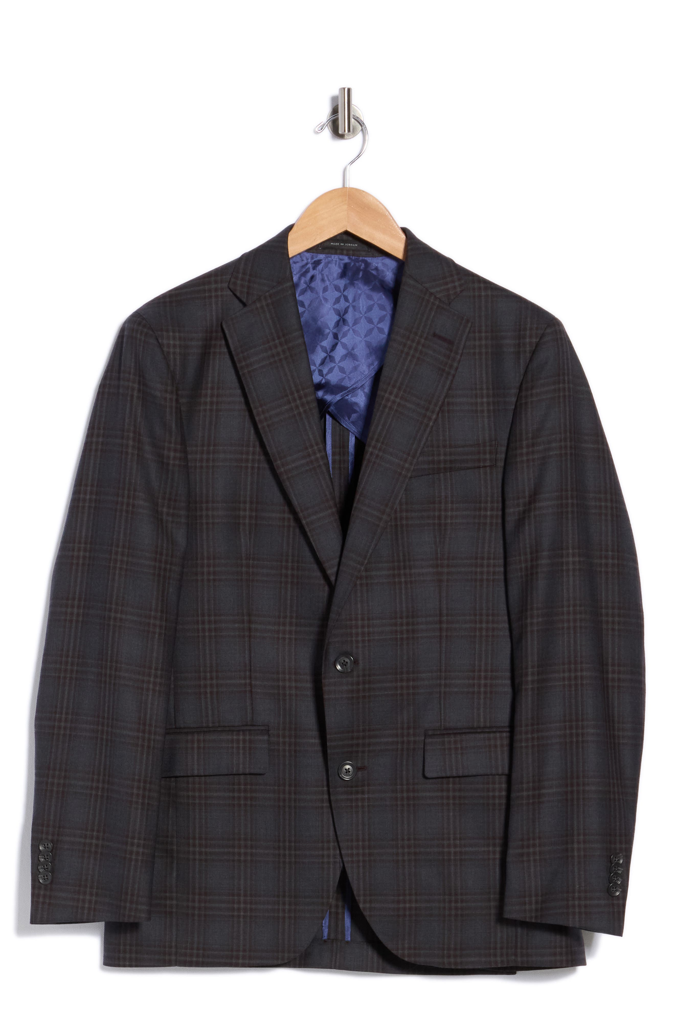 Elex Charcoal Plaid Wool Sport Coat