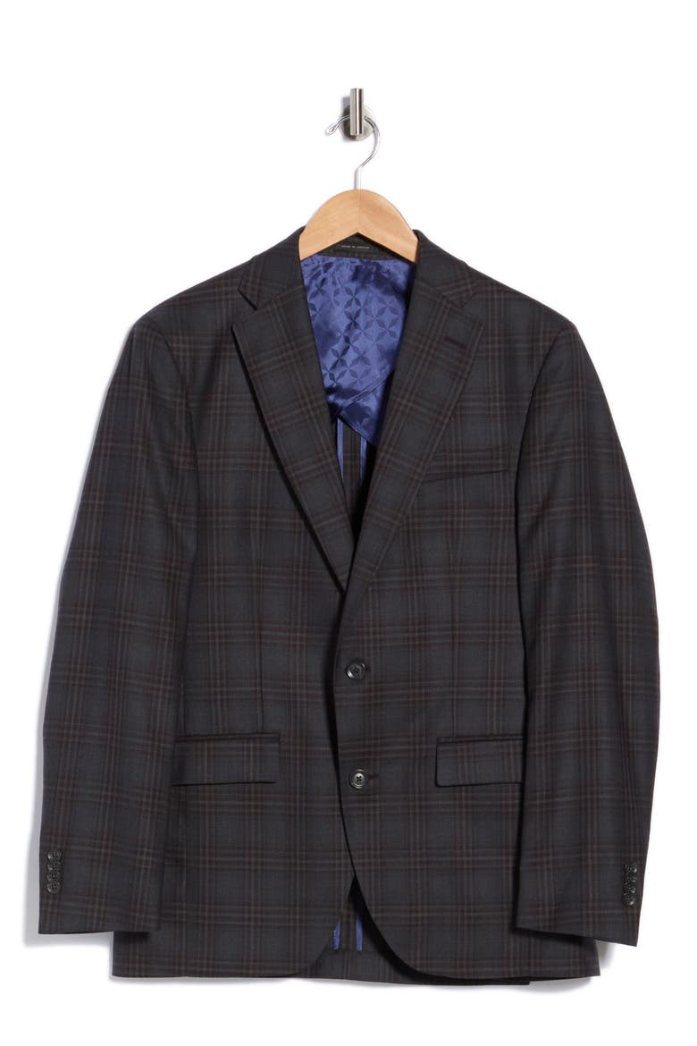 Elex Charcoal Plaid Wool Sport Coat, Main, color, CHARCOAL