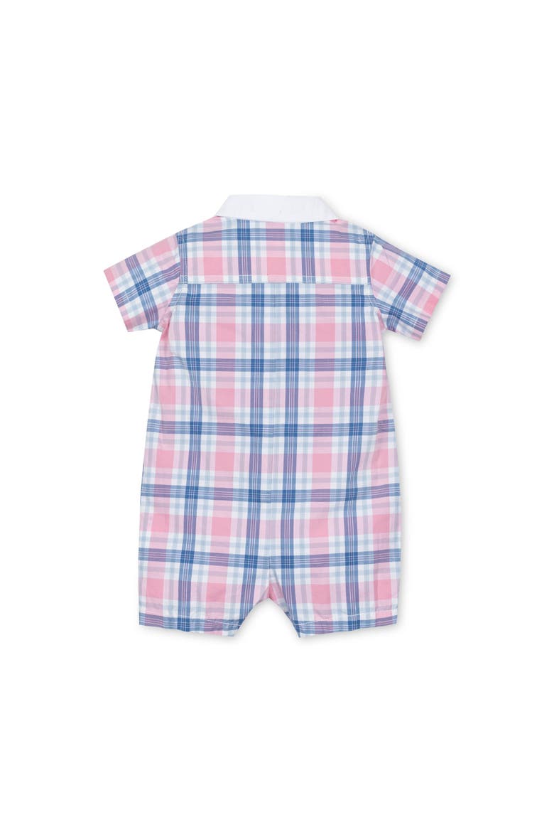 Baby Poplin Button Front Romper, Infant, Alternate, color, Fresh Pink and Blue Plaid