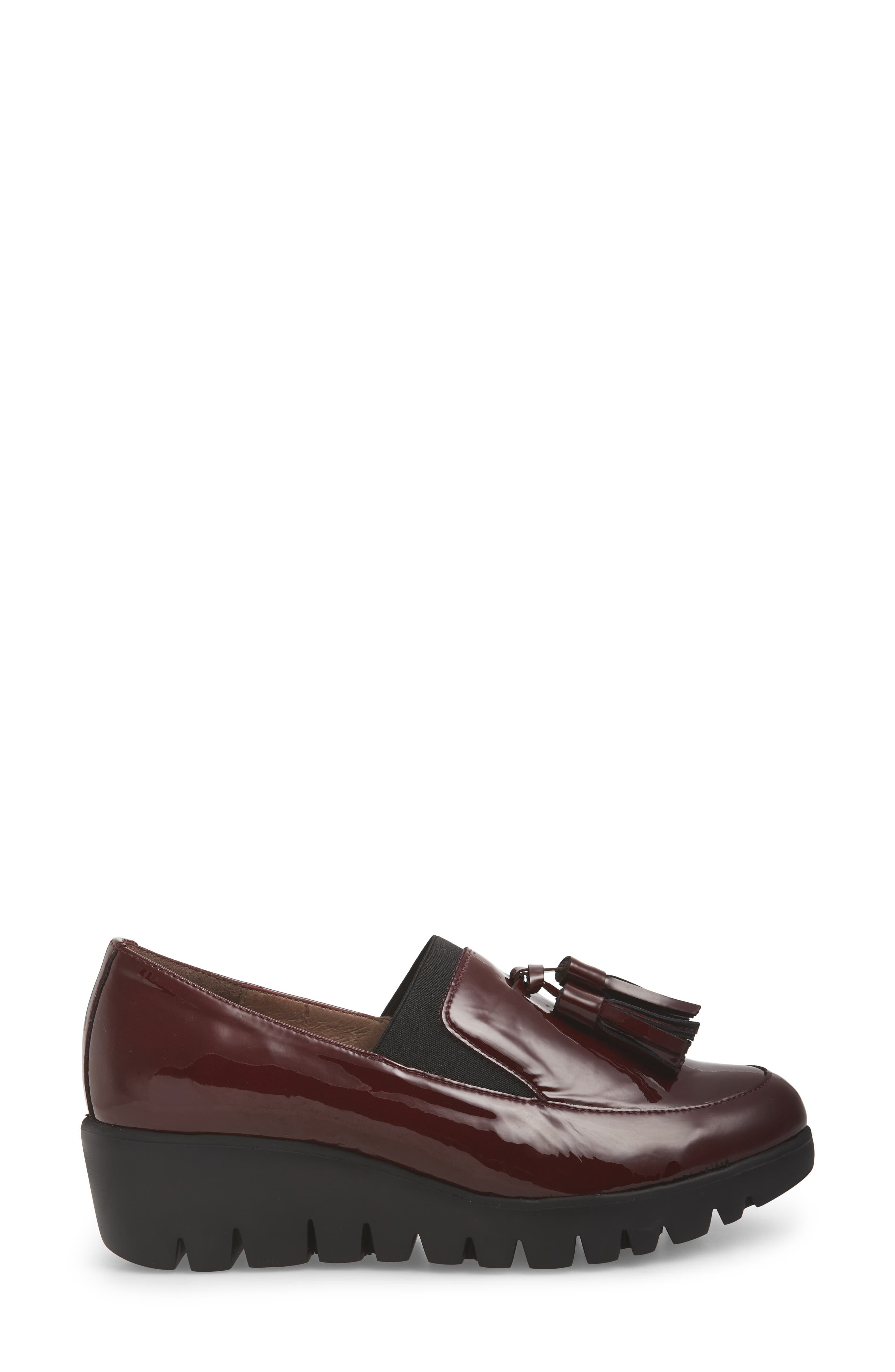 Wonders Talla Loafer Wedge, Alternate, color, Burgundy Patent Leather