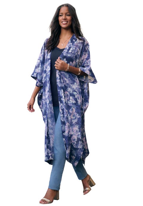 Plus Size Flowy Chiffon Duster (Plus)