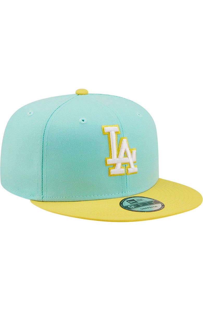 New Era Men's New Era Turquoise/Yellow Los Angeles Dodgers Spring Two-Tone 9FIFTY Snapback Hat, Alternate, color,