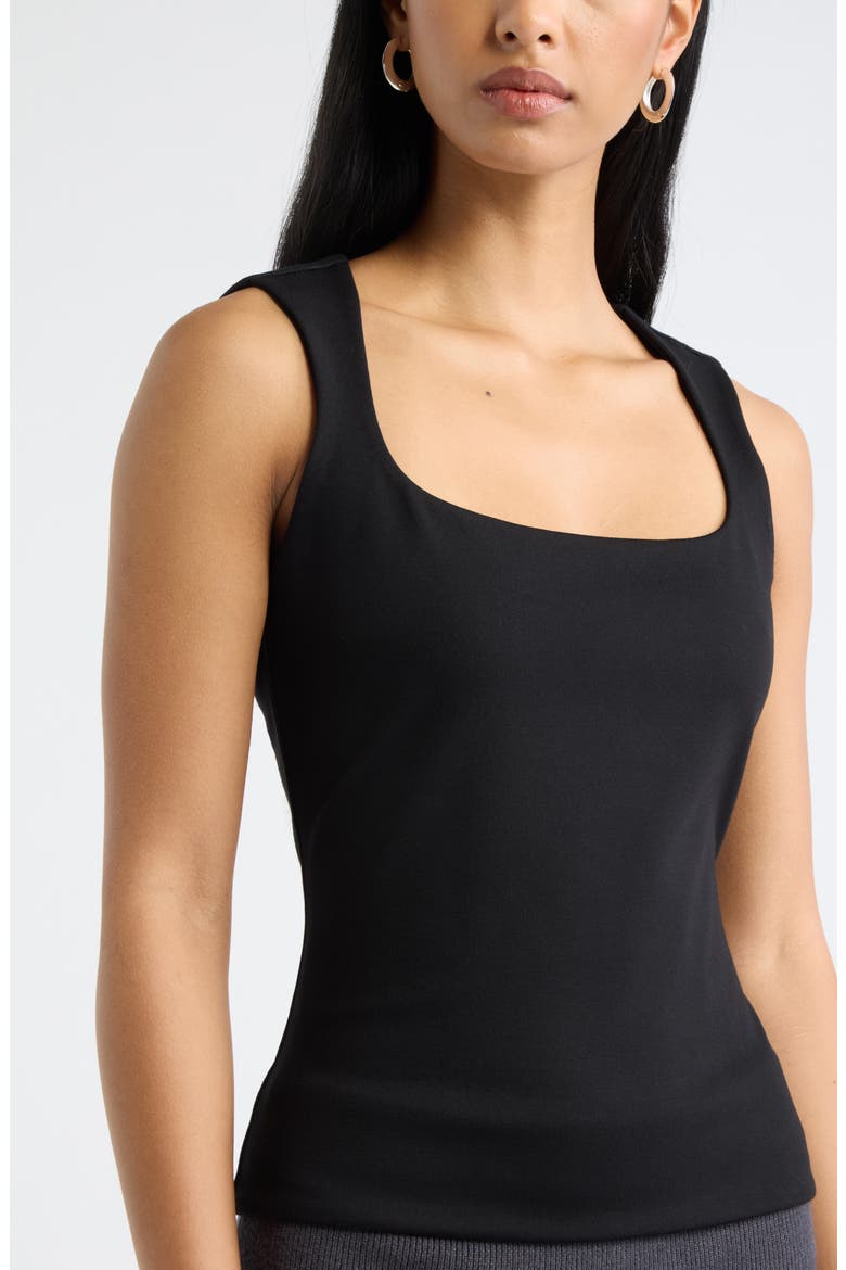 Square Neck Ponte Top, Alternate, color, BLACK
