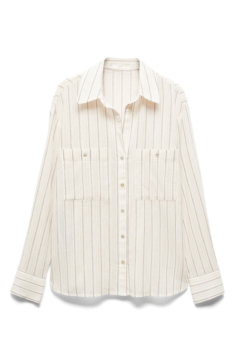 MANGO Metallic Stripe Button-Up Shirt, Alternate, color,