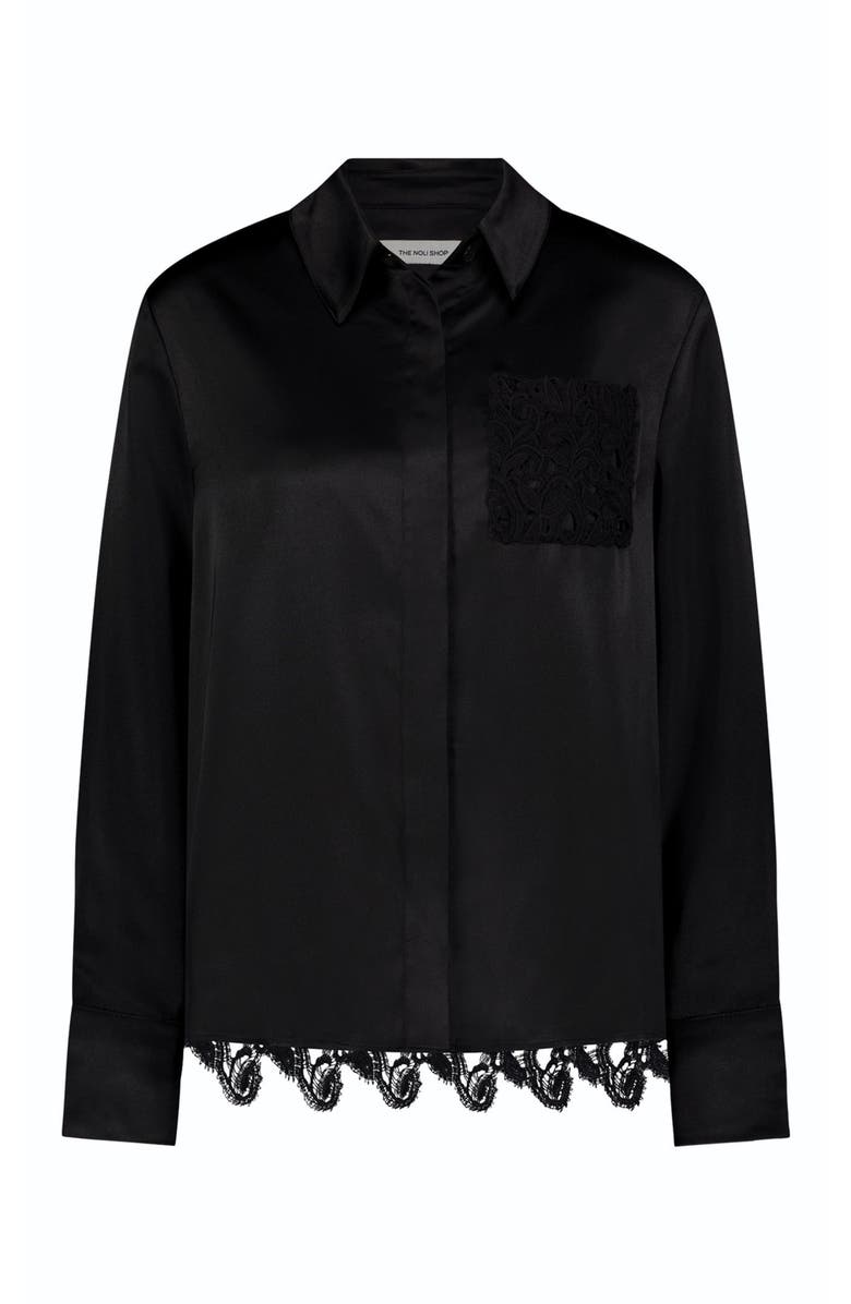 The Noli Shop Amelia Silky Lace Blouse, Alternate, color, Black